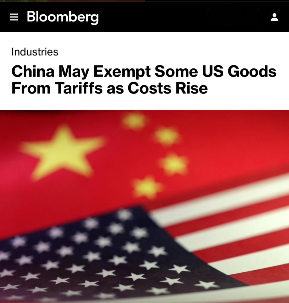 US goods tariff exemption
